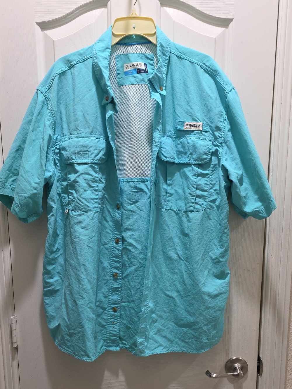 Magellan Outdoors Men’s Short-Sleeve Fishing Shirt - Teal Blue
